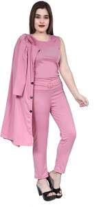 OMIOO Women Fit and Flare Pink Knee Length Dress