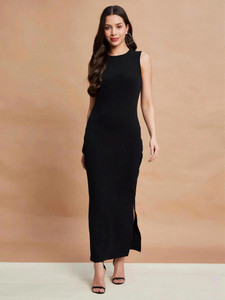 Selvia Women Bodycon Black Maxi/Full Length Dress