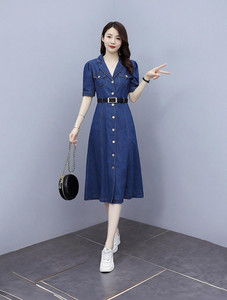 Trendzilla Women A-line Dark Blue Midi/Calf Length Dress