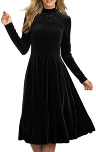 WestCHIC Women Fit and Flare Black Maxi/Full Length Dress