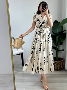 ZWERLON Women Fit and Flare White Midi/Calf Length Dress