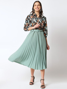 ZWERLON Women A-line Multicolor Midi/Calf Length Dress