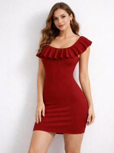 SANKALP TEXTILE Women Bodycon Maroon Mini/Short Dress