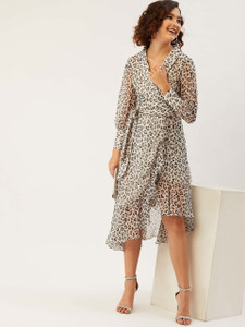 ANVI Be Yourself Women Wrap White Midi/Calf Length Dress