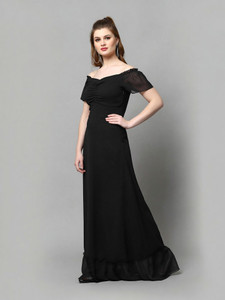 AAYU Women Maxi Black Full Length Dress