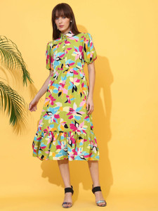 Sheetal Associates Women Fit and Flare Multicolor Below Knee Dress