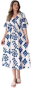 IKLO Women Maxi Blue Midi/Calf Length Dress