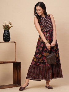 Globus Women A-line Purple Maxi/Full Length Dress