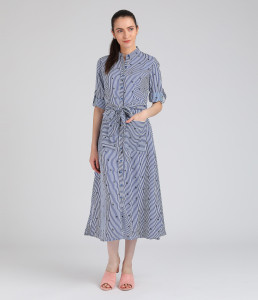Tokyo Talkies Women Shirt White, Blue Midi/Calf Length Dress