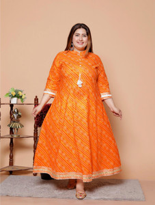 Avnii Women Gown Orange Maxi/Full Length Dress