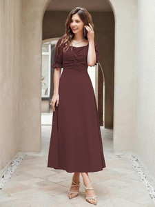 Hook i Women A-line Brown Knee Length Dress