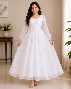 SUTARIYA Women Gown White Maxi/Full Length Dress