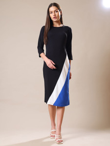 PURVAJA Women Bodycon Blue Knee Length Dress