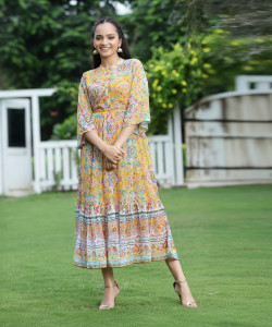 Juniper Women Tiered Multicolor Midi/Calf Length Dress