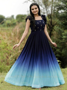 Tilton Women Fit and Flare Blue Maxi/Full Length Dress