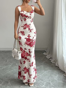 SANEPI Women Bodycon White, Red Maxi/Full Length Dress
