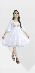 DSGARMENT DSGARMENT Women Fit and Flare White Knee Length Dress