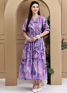 starword Women Fit and Flare Purple Maxi/Full Length Dress