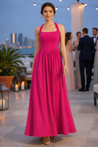 Sheetal Associates Women Fit and Flare Pink Maxi/Full Length Dress