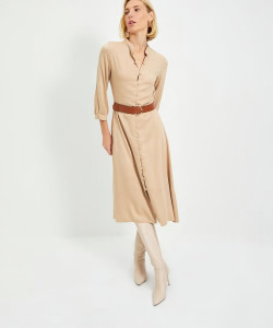 Trendyol Women Shirt Beige Midi/Calf Length Dress