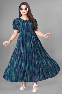 Qena Women Maxi Blue Below Knee Dress