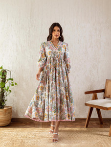 Seek By Sheetal Women Fit and Flare White Maxi/Full Length Dress