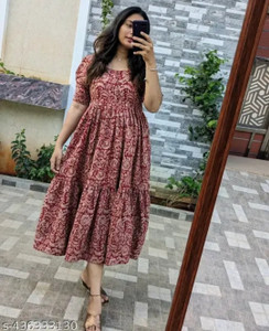 BNT Women Maxi Maroon Midi/Calf Length Dress