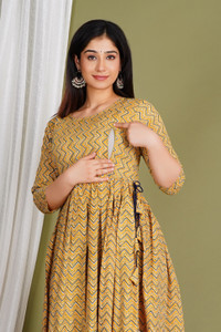Gujari Women Fit and Flare Brown Midi/Calf Length Dress