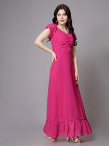 Herway Women Maxi Pink Full Length Dress