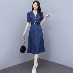 Trendzilla Women A-line Dark Blue Midi/Calf Length Dress