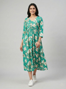 Jaipurmint Women Gown Light Green Midi/Calf Length Dress