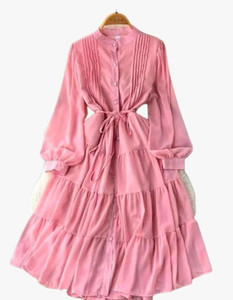 जीतीशा क्रिएटिव महिलाओँ के लिए गुलाबी ऐसिमेट्रिक ड्रेस