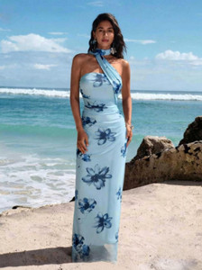 SPIVOZ Women Bodycon Light Blue Maxi/Full Length Dress