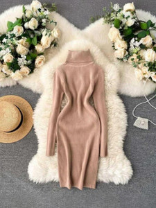 FENCING Women Bodycon Brown Midi/Calf Length Dress