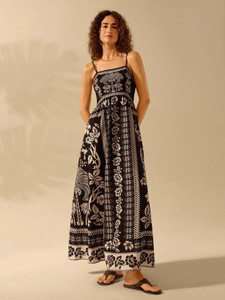 Sheetal Associates Women Fit and Flare Black, White Maxi/Full Length Dress