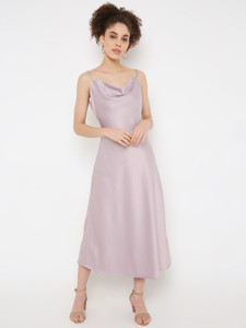LABEL BY ANUJA Women A-line Silver Midi/Calf Length Dress