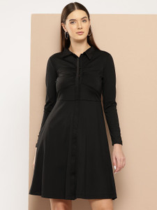 CHEMISTRY Women Shirt Black Above Knee/Mid Thigh Length Dress