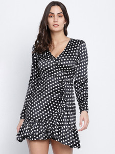 OXOLLOXO Women A-line Black Above Knee/Mid Thigh Length Dress