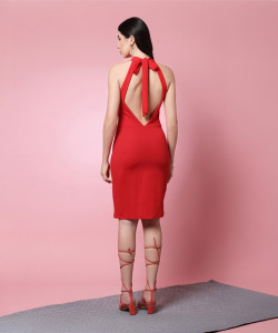 Oomph! Women Bodycon Red Above Knee/Mid Thigh Length Dress
