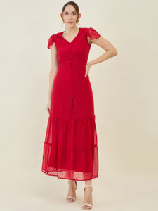 AAYU Women A-line Red Ankle Length Dress