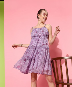 STREET9 Women Peplum Purple Knee Length Dress