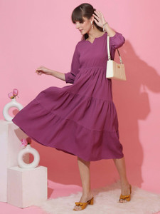 Sheetal Associates Women Fit and Flare Purple Midi/Calf Length Dress