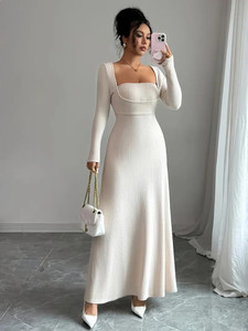 METRONAUT Women Fit and Flare Beige Maxi/Full Length Dress