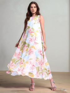 Dressberry Women Fit and Flare Multicolor Maxi/Full Length Dress