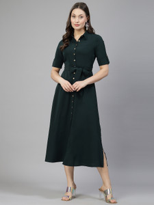 AAYU Women Shirt Green Midi/Calf Length Dress