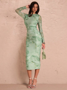 FASHION YARI Women Green Bodycon Midi Dress - Image 6