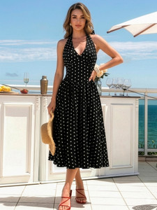 Aahwan Women A-line Black Midi/Calf Length Dress