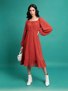 Tokyo Talkies Women Asymmetric Orange Below Knee Dress