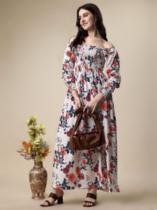 Sheetal Associates Women Fit and Flare Multicolor Maxi/Full Length Dress