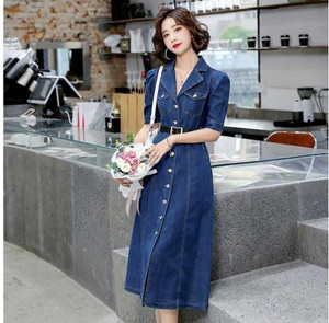 urban cat Women A-line Dark Blue Knee Length Dress